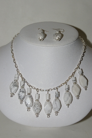 +MBA #84-063   Sterling Howlite Necklace & Earring Set
