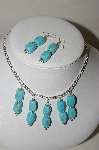 +MBA #84-194   Sterling Blue Turquoise Bead Necklace & Earring Set