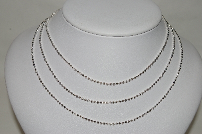 +MBA #86-064   Set Of 3 Sterling Bead Chain Necklaces 