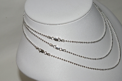 +MBA #86-064   Set Of 3 Sterling Bead Chain Necklaces 