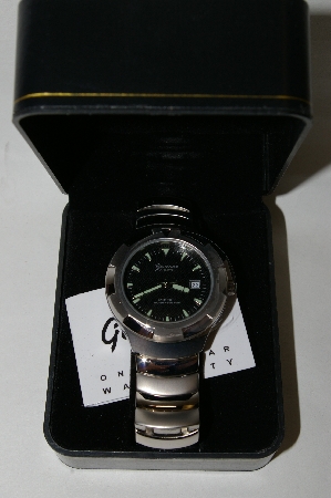 +MBA #85-103  " Genevex Men's "Black Face" Stainless Steel Watch