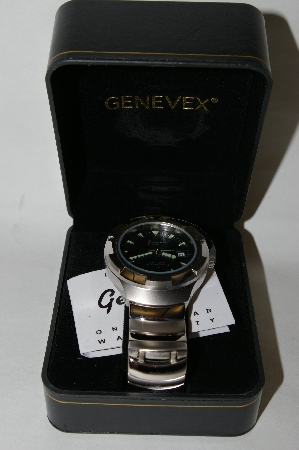 +MBA #85-103  " Genevex Men's "Black Face" Stainless Steel Watch
