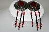 +MBA #86-008  Antiqued Silver "Red" Concho Earrings