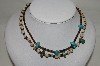 +MBA #85-123   Set Of 2 1970's Shell  & Blue Turquoise Hand Made Necklaces