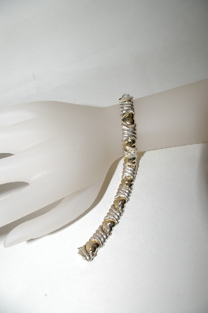+MBA #85-238  Sterling & 14K Yellow Gold Heart Bracelet