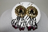 +MBA #86-001  Gold Tone Black, Pink & Clear Concho Earrings