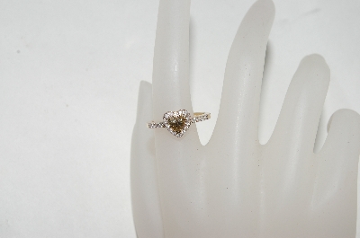 +MBA #85-117     14K Yellow Gold Champagne Heart & White Diamond Ring