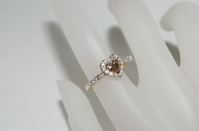 +MBA #85-117     14K Yellow Gold Champagne Heart & White Diamond Ring