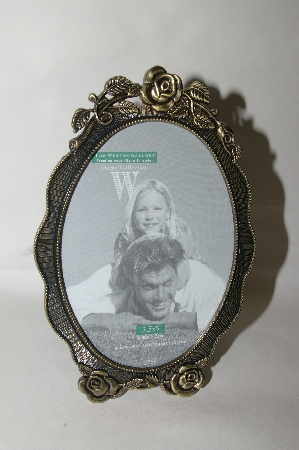 +Oval Brass Cast "Rose" Picture Frame