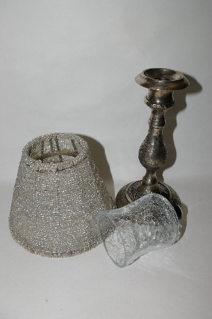 +MBA #85-234   " Pair Of Fancy Beaded Shade Votive Lamps