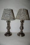 +MBA #85-234   " Pair Of Fancy Beaded Shade Votive Lamps