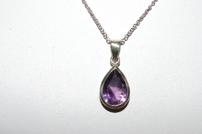 +MBA #86-050  "Sterling & Pear Cut Amethyst Three Piece Set