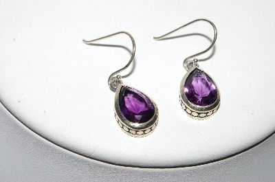 +MBA #86-050  "Sterling & Pear Cut Amethyst Three Piece Set