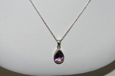 +MBA #86-050  "Sterling & Pear Cut Amethyst Three Piece Set