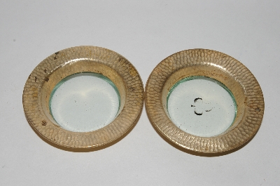 +MBA #86-075  Vintage Brass & Glass Coasters