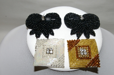 +MBA #89-115  " Set Of 4 Sew On Bead,Faux Pearl & Rhinestone Appliques