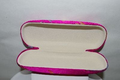 +Dark Pink Silk Embroidered Dragnofly Hard Eye Glass Case