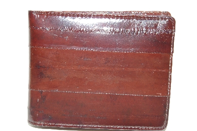 +MBA #89-105    " 1990's Lee Sands Brown Eelskin Bi-fold Mens Wallet