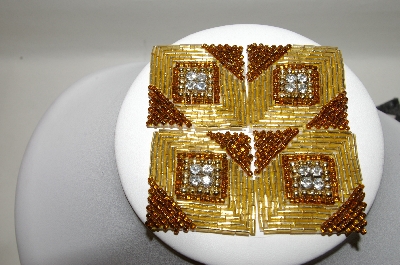 +MBA #89-046  "Set Of 4 Gold & Brown Bead Appliques