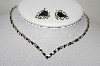+MBA #87-171  "Vintage Black & White Crystal Rhinestone Chocker & Matching Earrings
