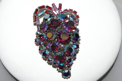 +MBA #87-312  Vintage Dazzling Unsigned Red Aurora Borealis Brooch