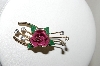 +MBA #87-320  Vintage Enameled Rose & Rhinestone Wish Bone Pin