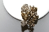 +MBA #87-202  Hollycraft Gold Tone Rhinestone Floral Brooch