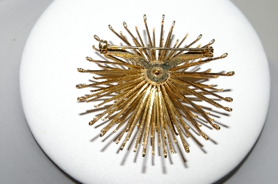 +MBA #87-408  Sarah Coventry Gold Tone Rhinestone Center Flower Brooch
