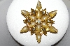 +MBA #87-326   Vintage Goldtone Yellow Glass & AB Crystal Star Brooch