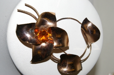 +MBA #87-358  Large Vintage Copper Floral Brooch