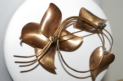 +MBA #87-358  Large Vintage Copper Floral Brooch
