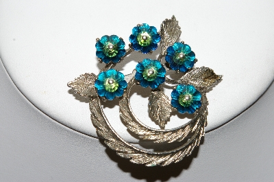 +MBA #87-181   Vintage Silver Tone Floral Brooch