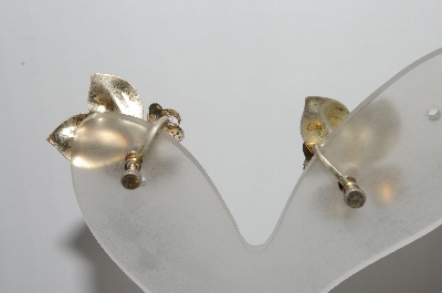 +MBA #90  Vintage Sterling & Pearl Floral  Screw Back Earrings