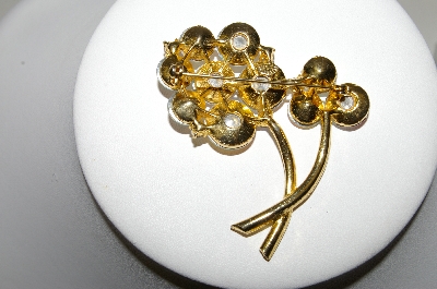 +MBA #87-352   Weiss Goldtone AB Glass Flower Brooch & Matching Earrings