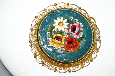 +MBA #87-335  Vintage Italian Made Glass Mosaic Pin