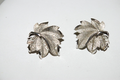 +MBA #87-284  "Tafari Brushed Silver Palm Leaf Earrings