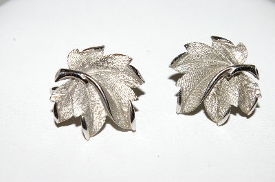 +MBA #87-284  "Tafari Brushed Silver Palm Leaf Earrings