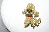 +MBA #87-291   Vintage Goldtone Faux Pearl Poodle Pin