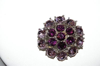 +MBA #87-344   Vintage Silvertone Purple & Lavender Rhinestone Pin