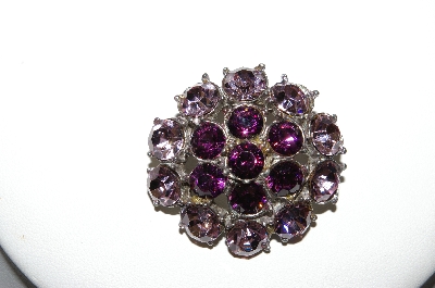 +MBA #87-344   Vintage Silvertone Purple & Lavender Rhinestone Pin