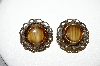 +MBA #87-323   Made In West Germany Brown Glass Clip On Earrings