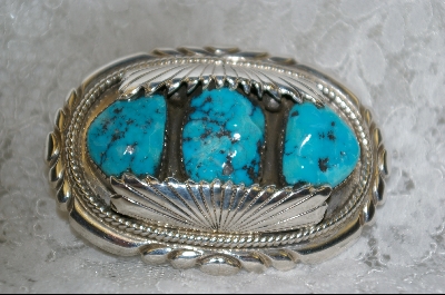 +  3 Stone Blue Turquoise Belt Buckle