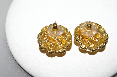 +MBA #88-488   Monet  Weave Look Gold Tone Pierced Earrings