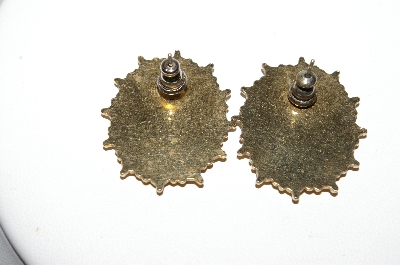 +MBA #88-109  Vintage Gold Tone Fancy Rose Pierced Earrings