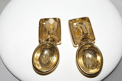 +MBA #88-306  "Large Gold Toned Hinged Clip Style Earrings