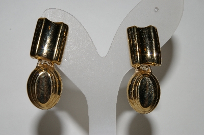 +MBA #88-306  "Large Gold Toned Hinged Clip Style Earrings