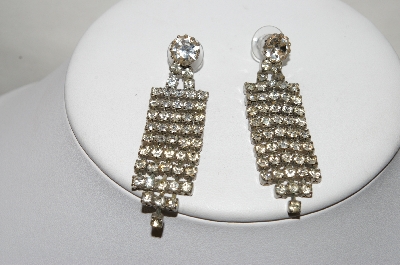 +MBA #89-087   Vintage Clear Crystal Rhinestone Drop Earrings