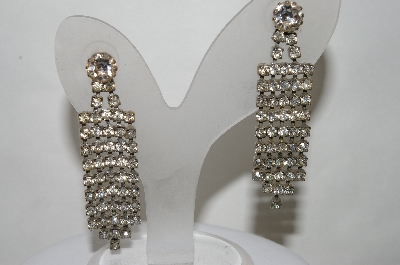 +MBA #89-087   Vintage Clear Crystal Rhinestone Drop Earrings