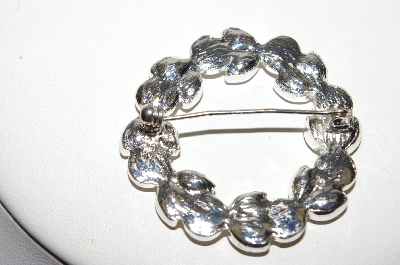 +MBA #88-229   Vintage Faux Pearl & AB Rhinestone Wreath Style Pin