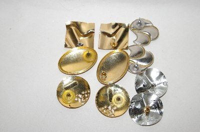 +MBA #88-209   5 Pairs Of Gold & Silver Tone Enameled Pierced Earrings